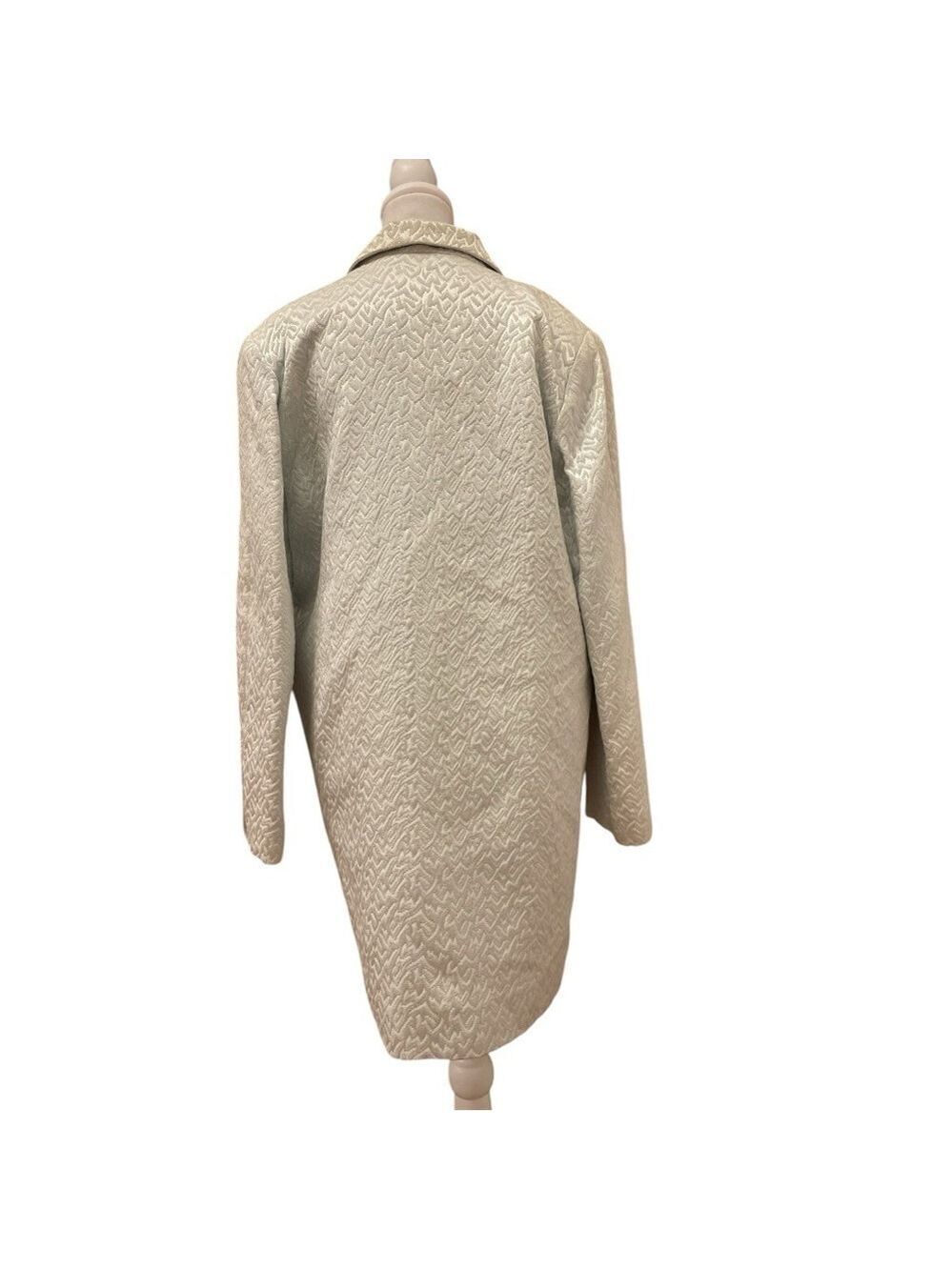 ELITE ORIGINAL sz 10 mint cream brocade 1 button long jacket pocket on chest - Picture 3 of 8